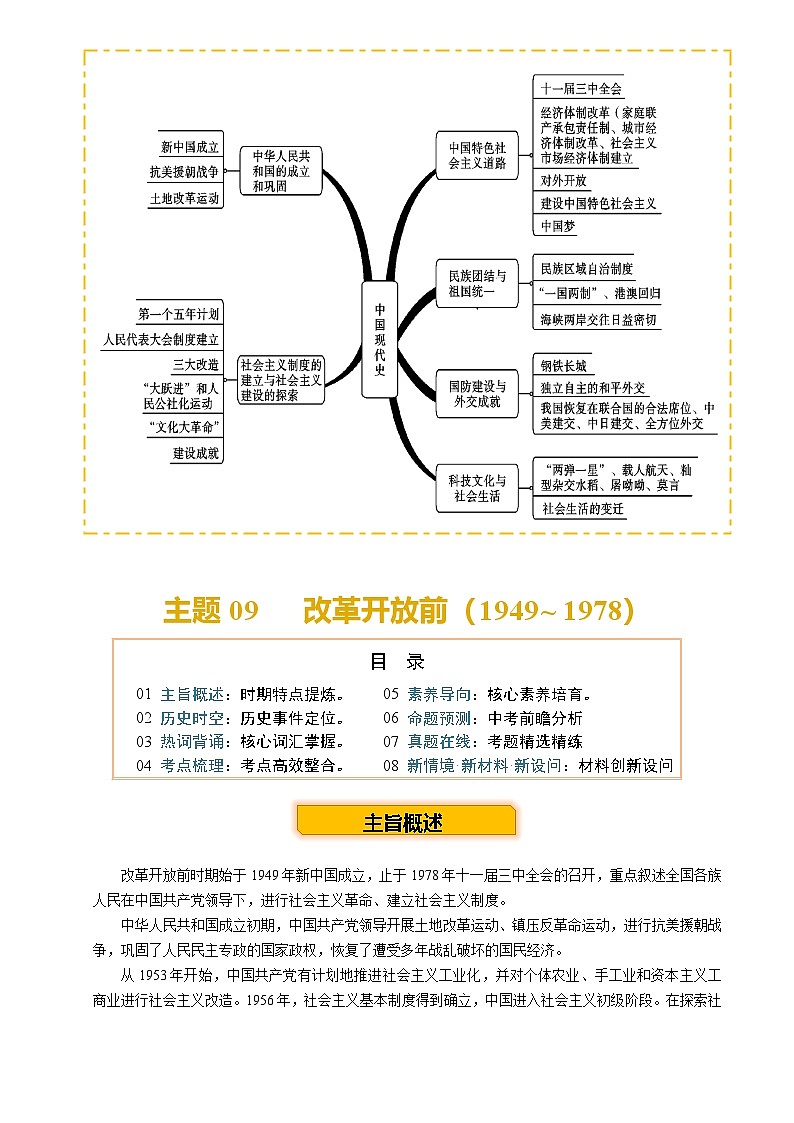 2025年中考第二轮复习历史专项复习讲义及练习主题09 改革开放前(1949~1978)(历史时空+热词背诵+考点梳理+素养导向+命题预测)第2页