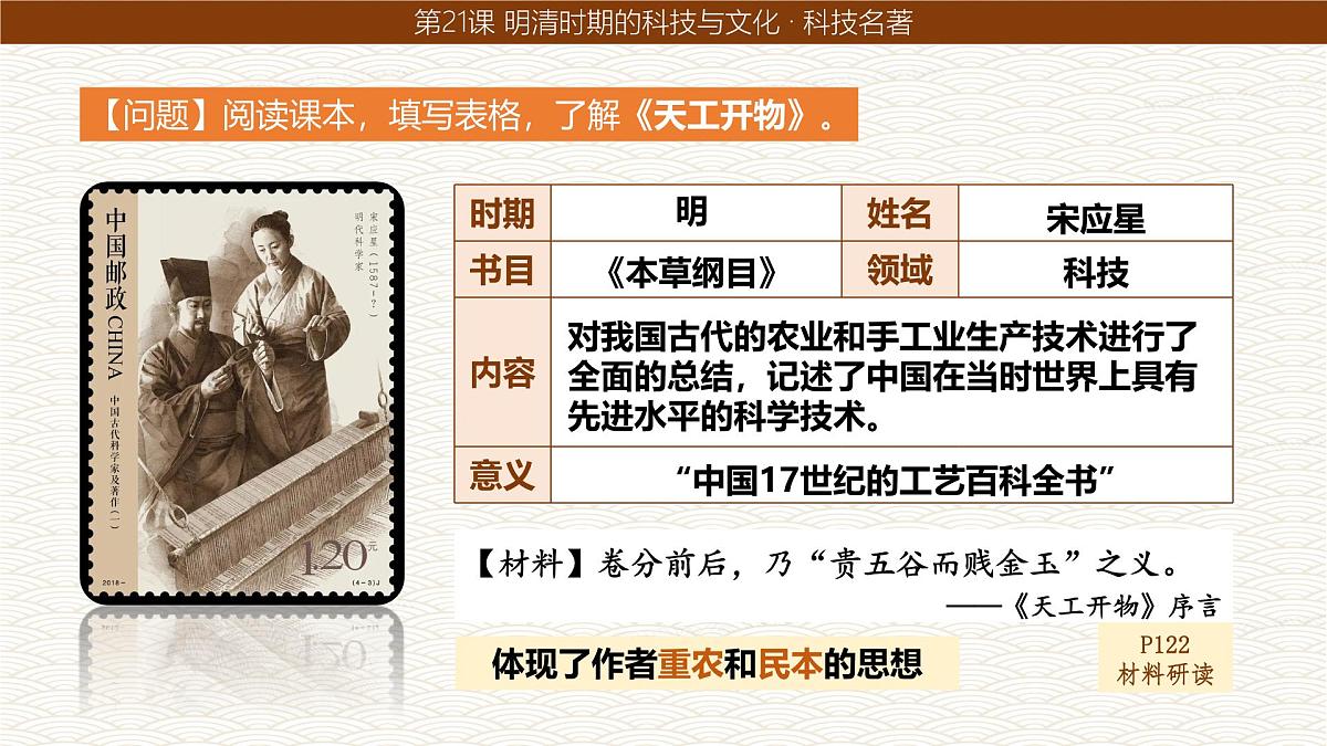 统编版七年级历史下册第21课《明清时期的科技与文化》课件第8页