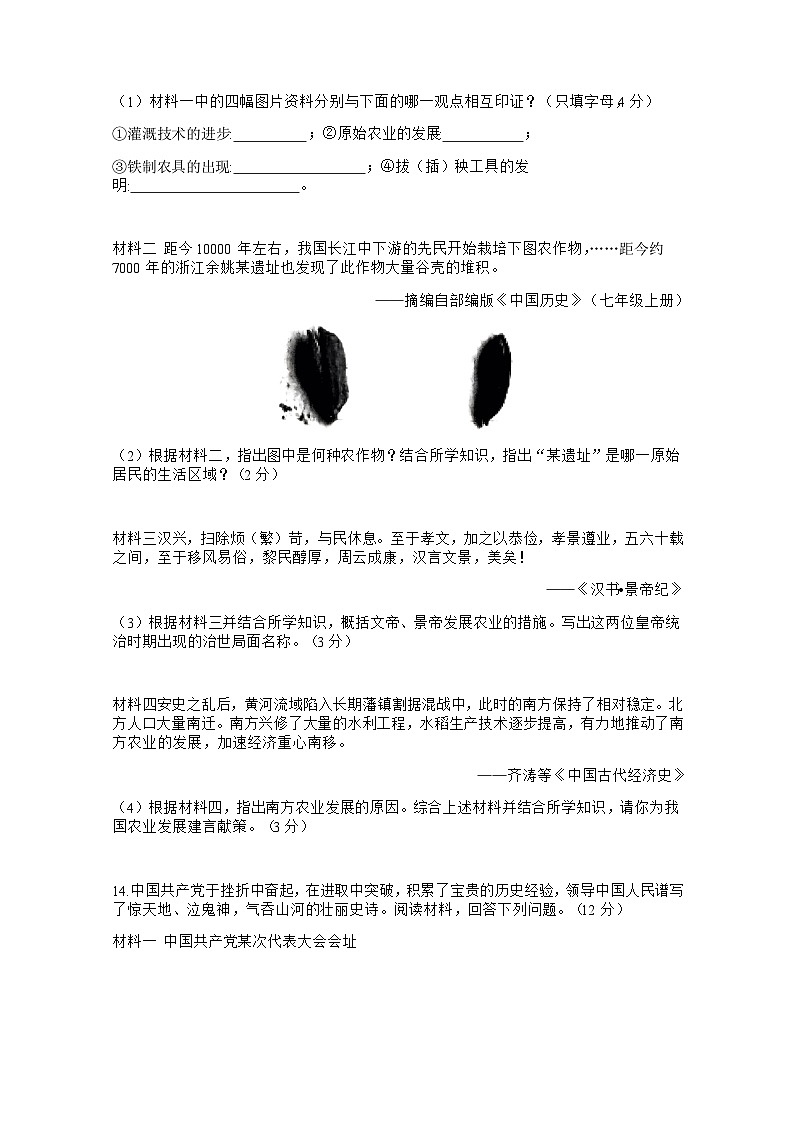 贵州省毕节市织金县2024-2025学年九年级下学期4月月考 历史试题第3页