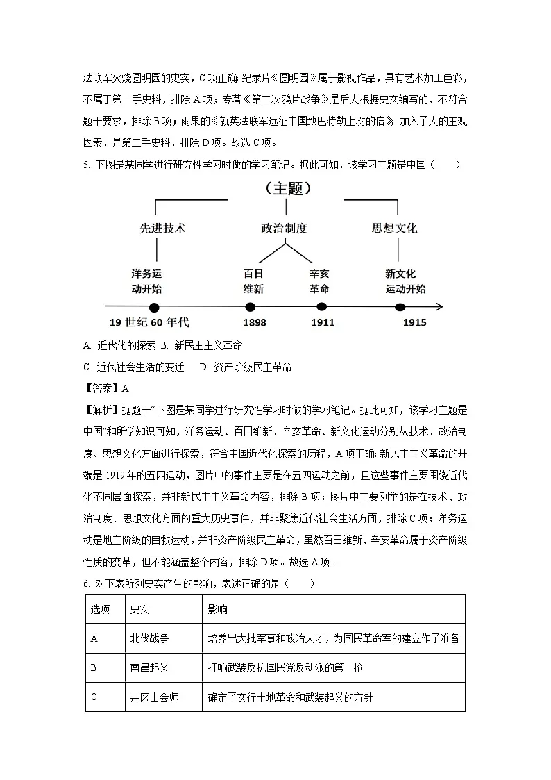 2025年陕西省宝鸡市陇县中考一模历史试题（解析版）第3页