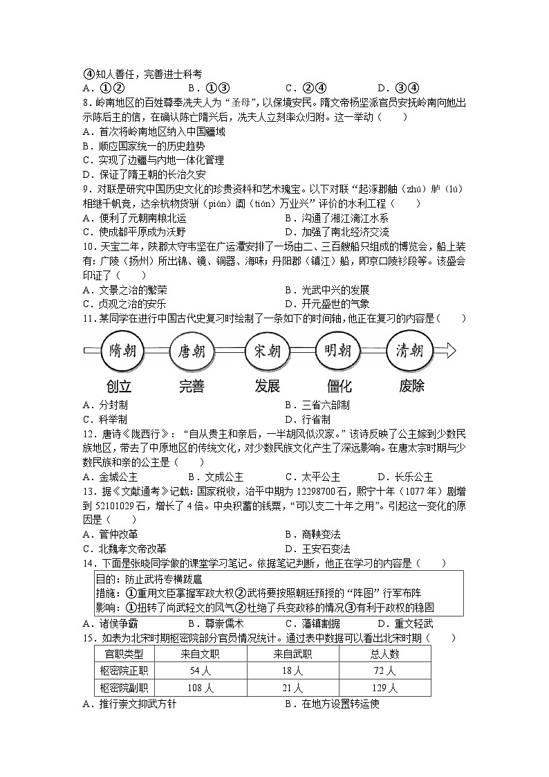 江苏省太仓市2024-2025学年七年级下学期第三次调研测试历史试题第2页