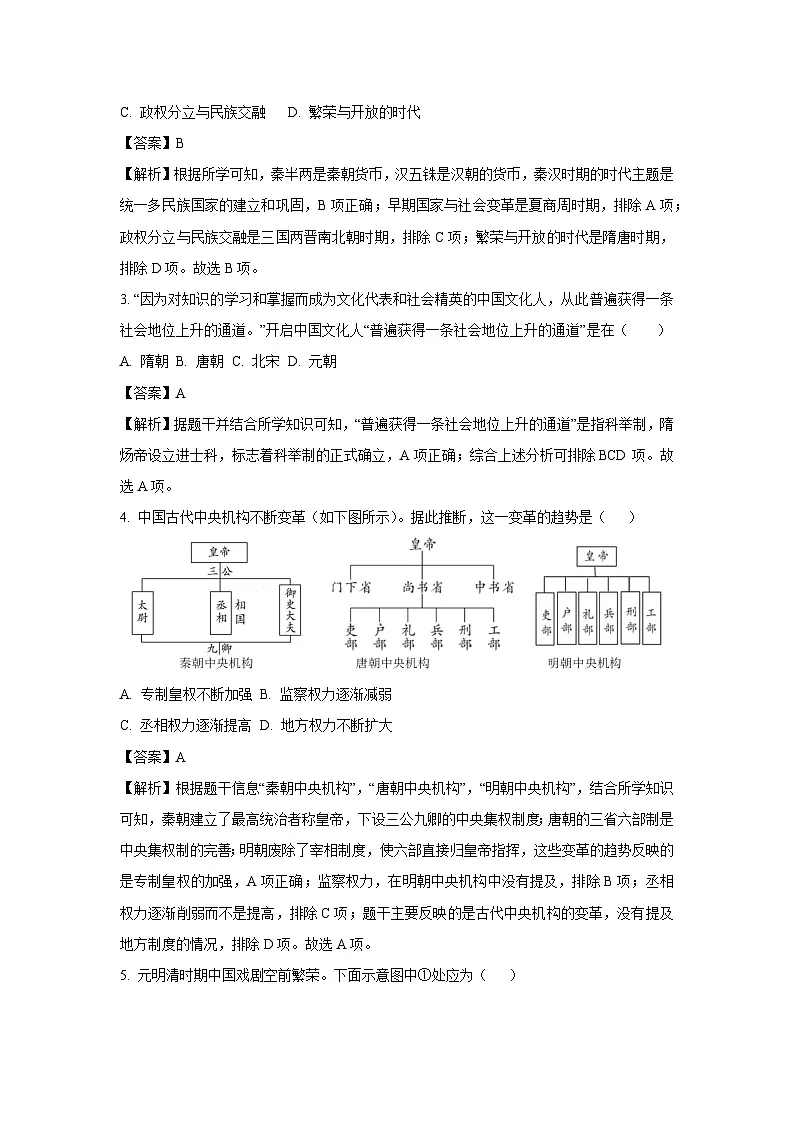2025年山东省济宁市鱼台县、梁山县中考二模历史试卷（解析版）第2页