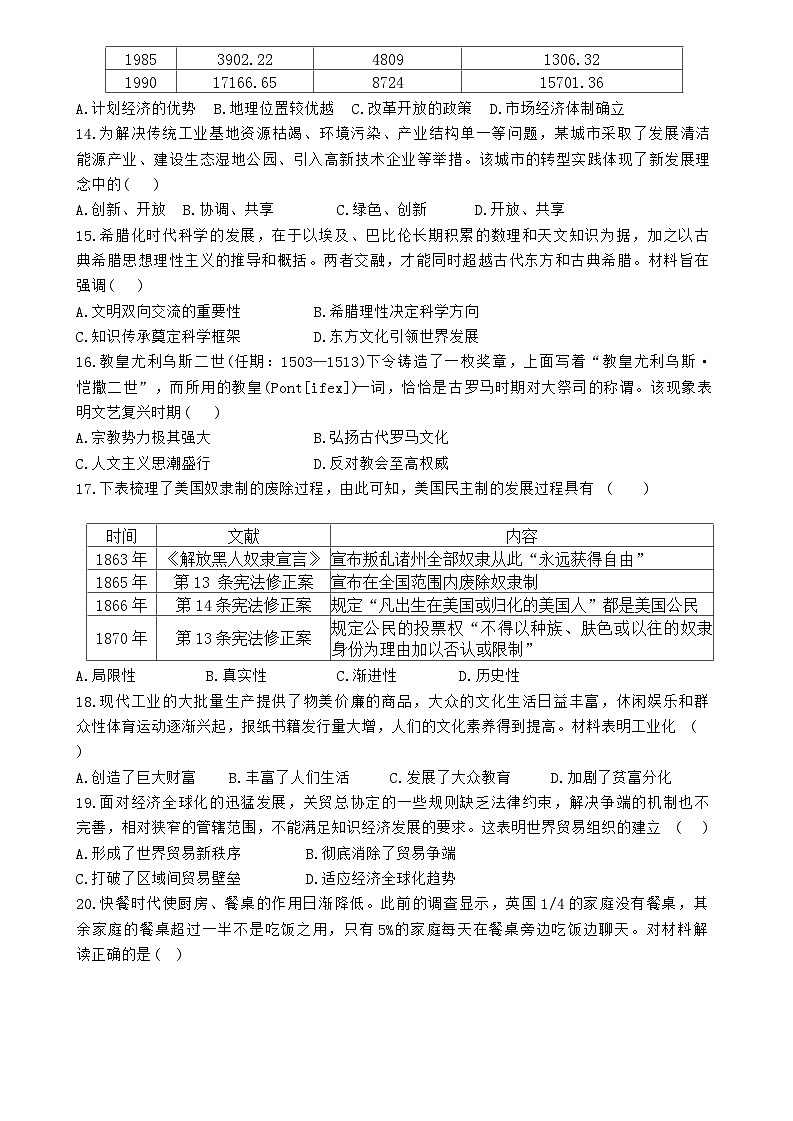 2025年河南省实验中学中考三模历史试题（中考模拟）第3页