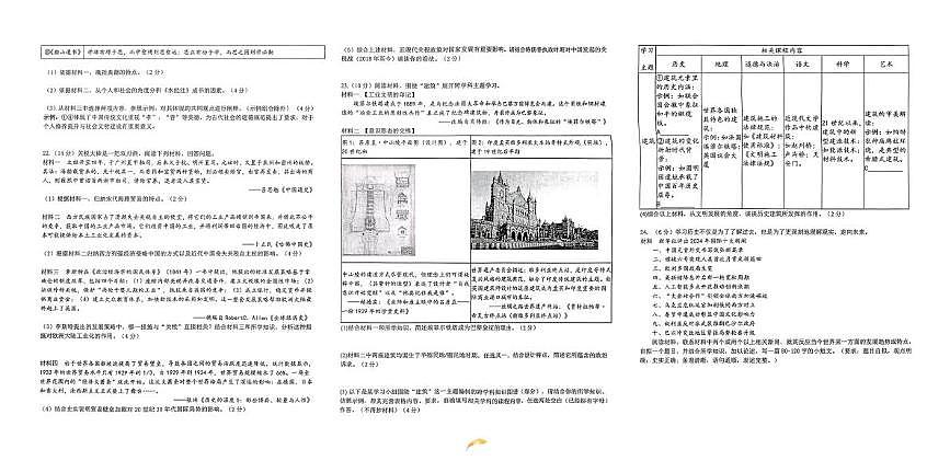 2025年江西省新余市渝水区中考适应性考试历史试题卷（中考模拟 ）第2页