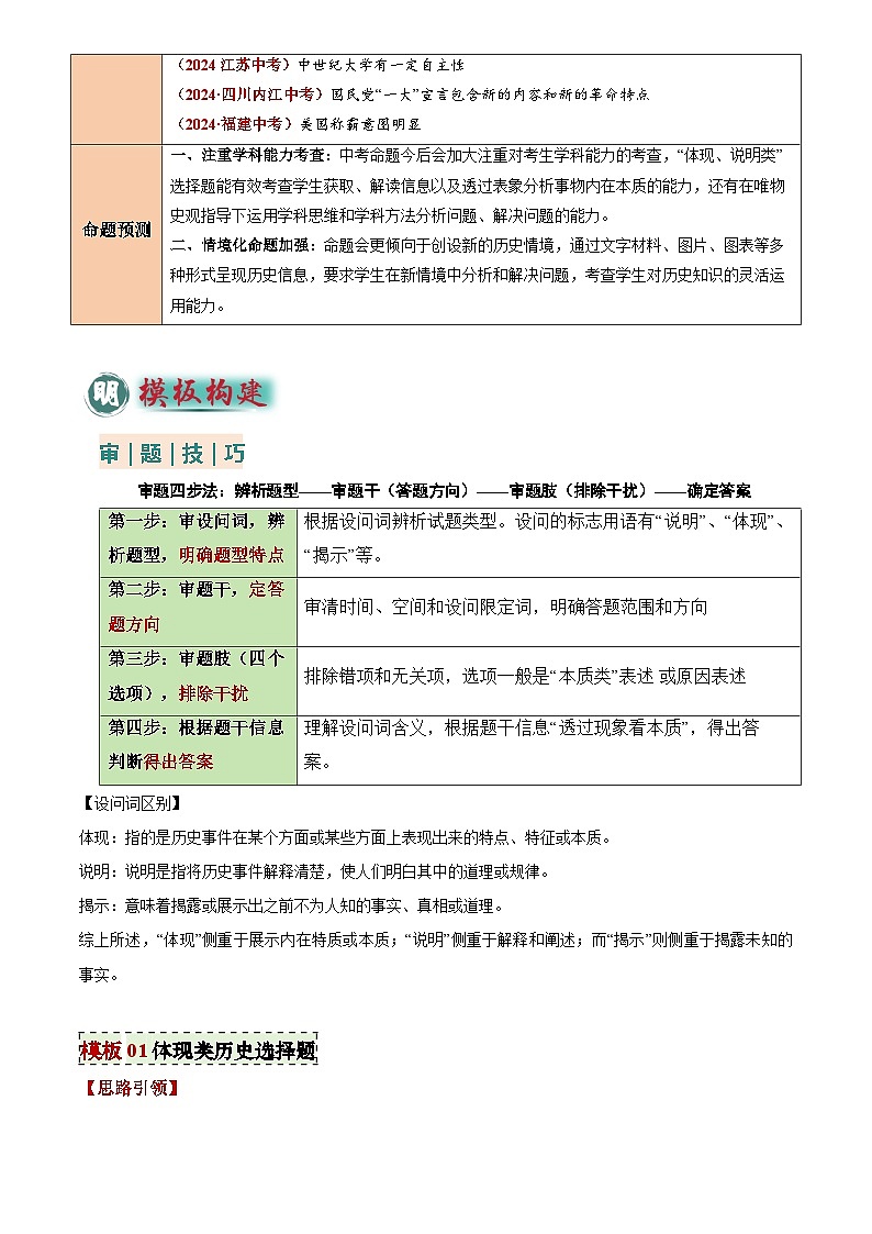 2025年中考历史专项复习题型02 体现、说明类选择题(解题技巧)(解析版)第2页