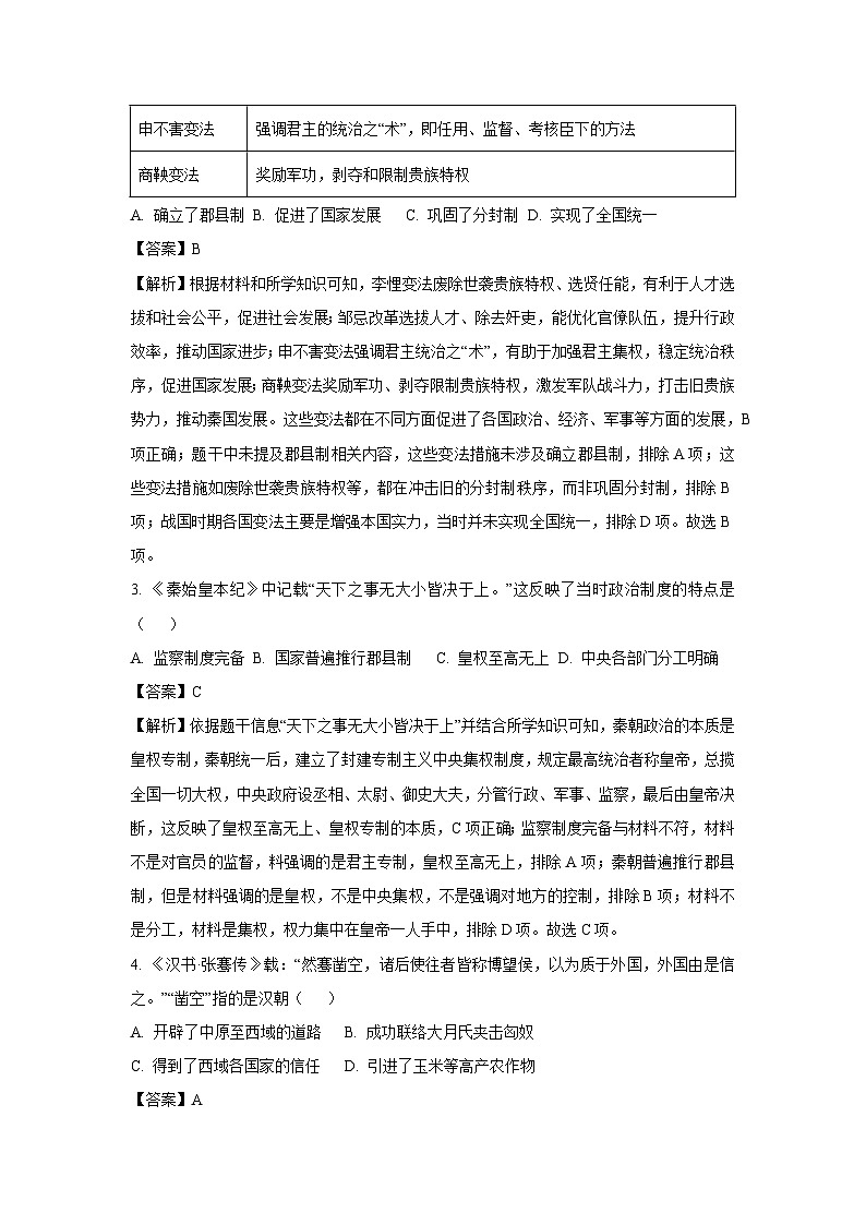 2025年山东省青岛市胶州市中考二模历史试卷（解析版）第2页