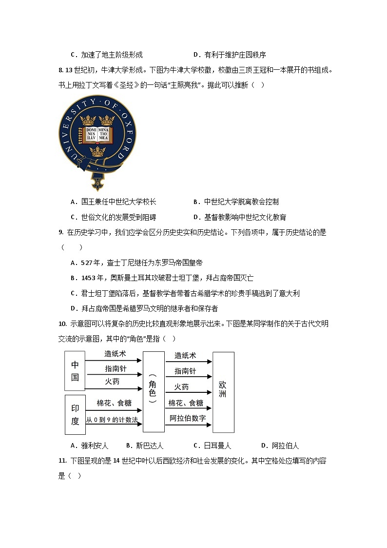 贵州省毕节市金沙县中小学2024-2025学年上学期期末教学质量监测九年级历史试题第3页