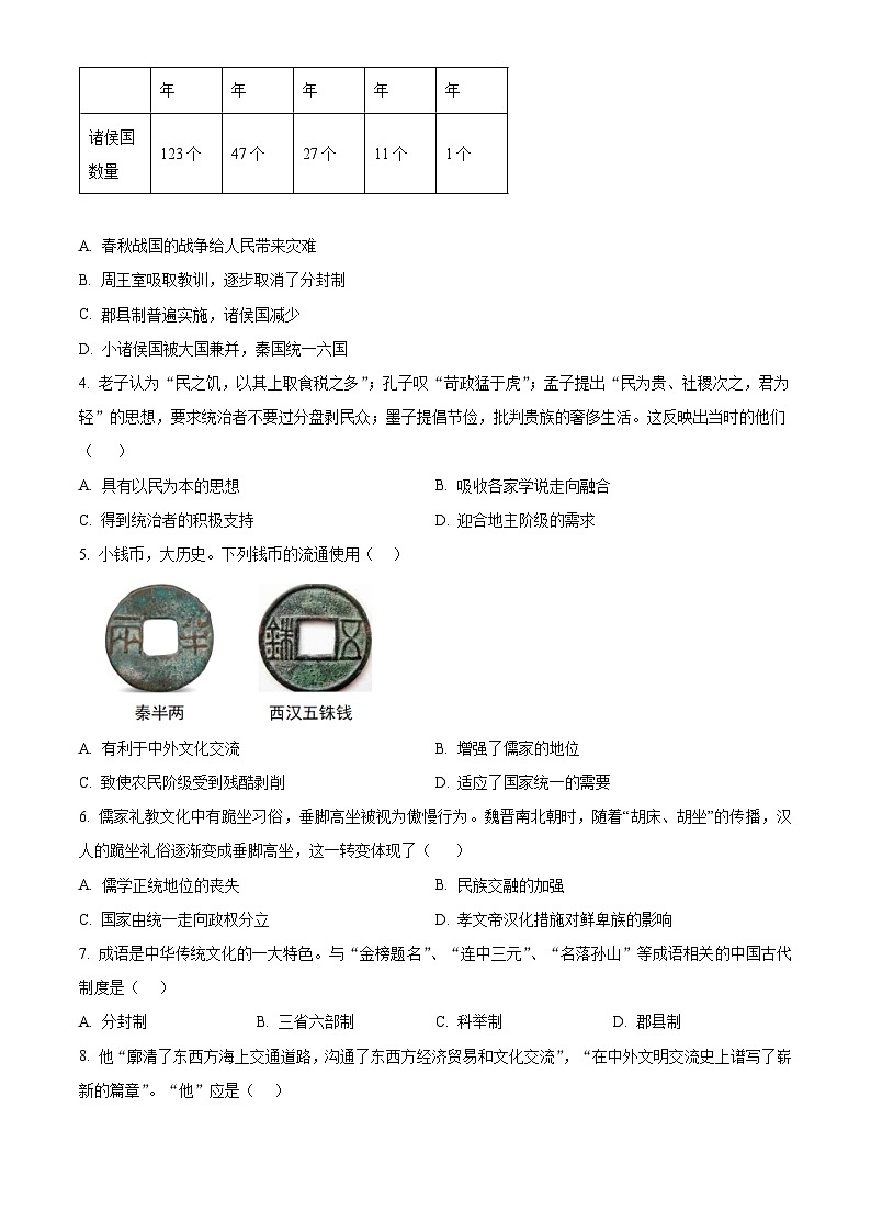 2025年河南省周口市川汇区中考二模历史试题（含答案)第2页