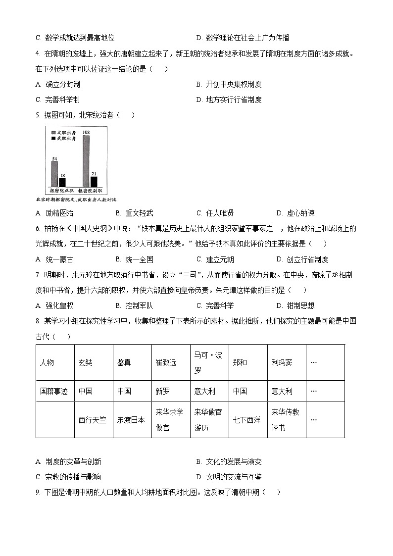 2025年云南省昆明市西山区中考二模历史试题（中考模拟）第2页