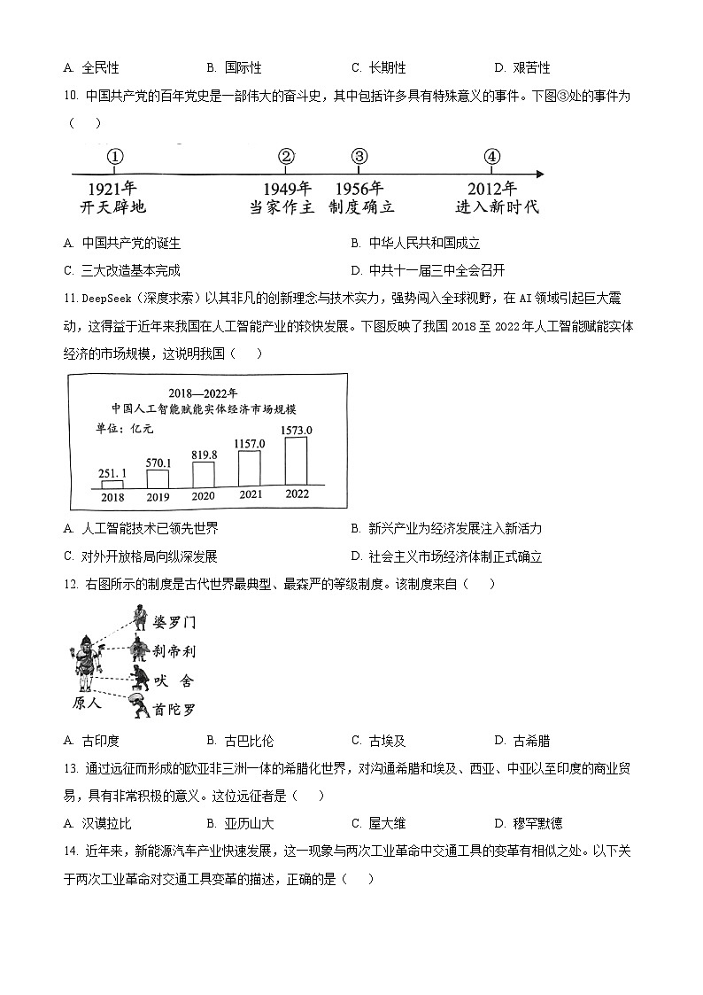 2025年湖南省中考三模历史试题.（含答案）第3页