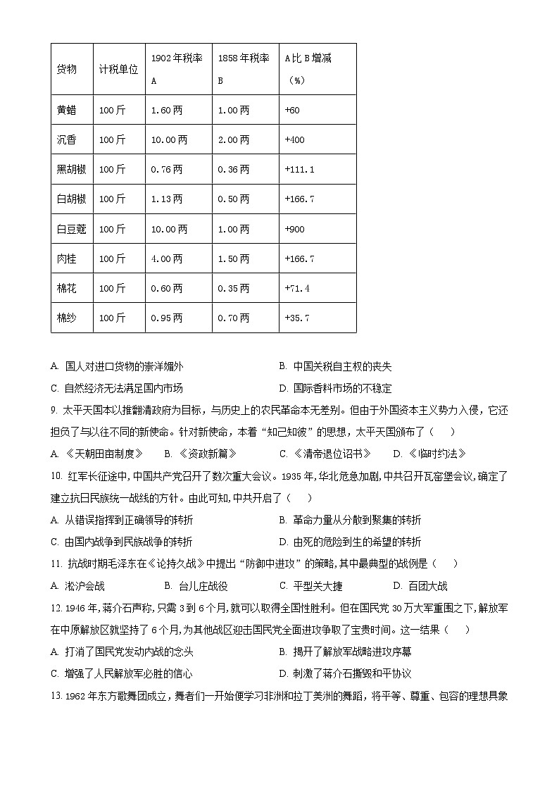 2025年河南驻马店经济开发区中考三模历史试题（含答案）第3页