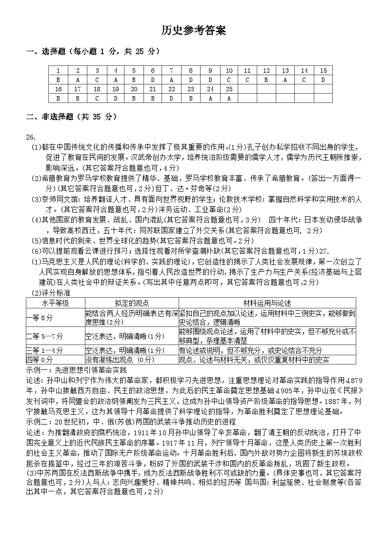 历史答案第1页