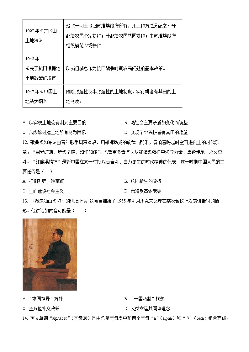 2025年江西省初中学业水平考试样卷（七）历史试题（中考模拟）第3页