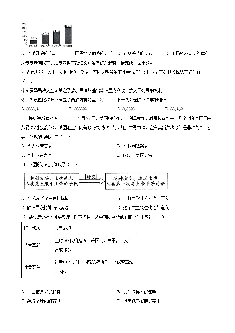 2025年陕西省西安市阎良区中考三模历史试题（中考模拟）第3页
