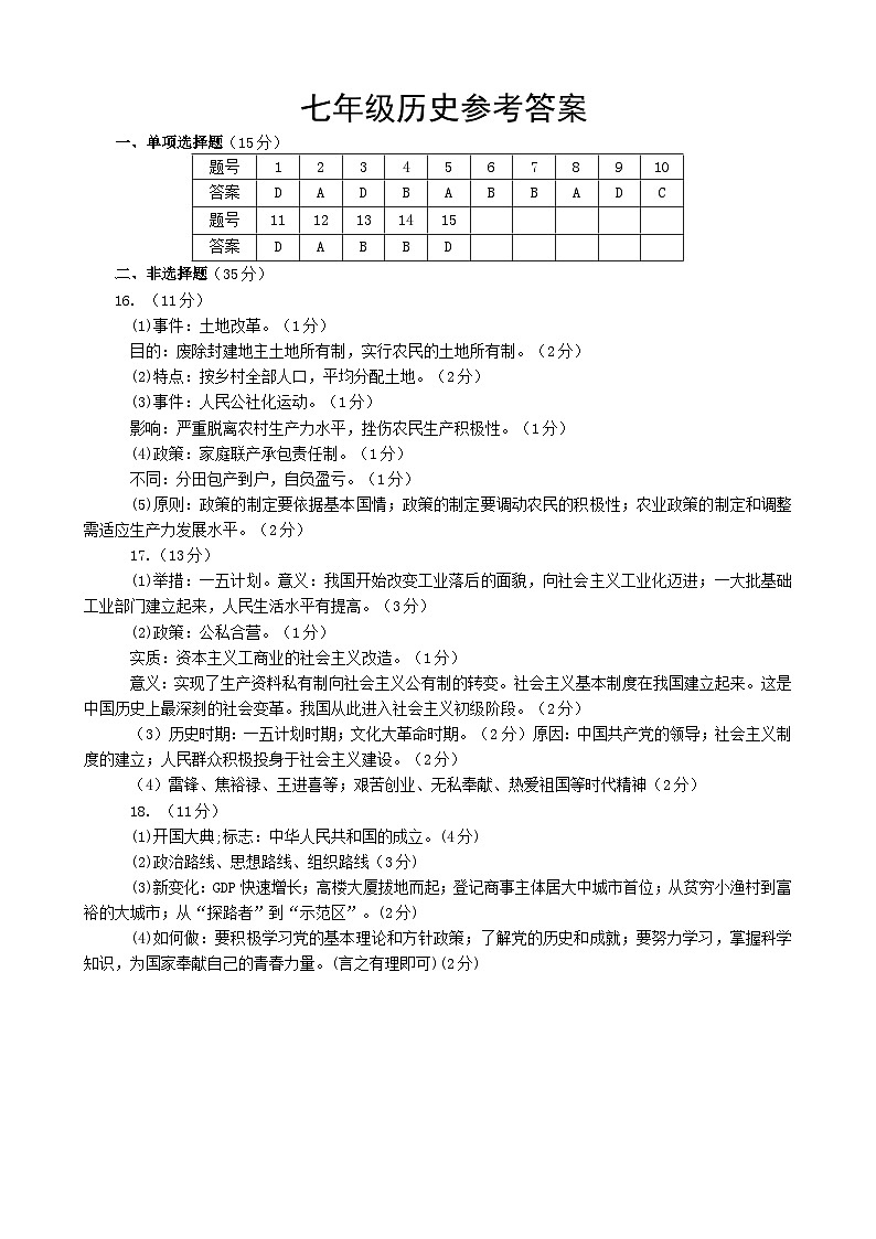 答案2023—2024下期中历史试题参考答案第1页