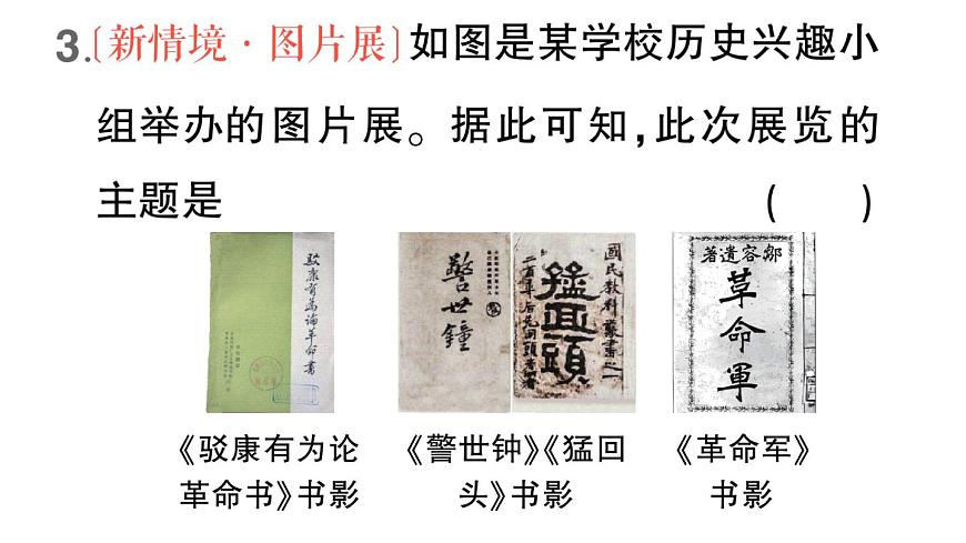 初中历史新人教版八年级上册第三单元第八课 中国同盟会作业课件（2025秋）第8页