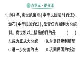 初中歷史新人教版八年級(jí)上冊(cè)第三單元第十課 帝制復(fù)辟與軍閥割據(jù)作業(yè)課件（2025秋）