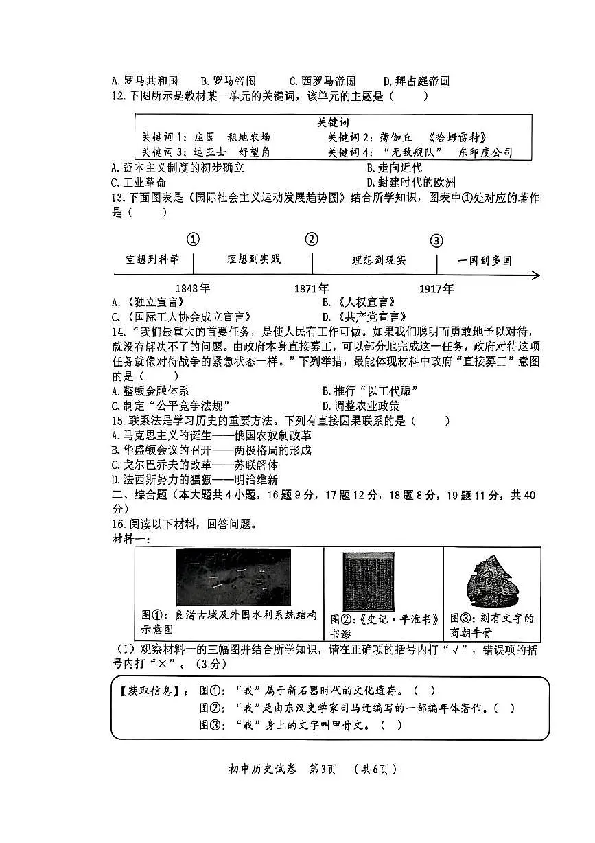 历史试卷(4)第3页