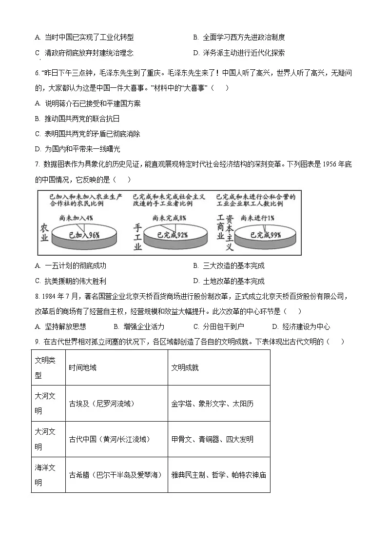 青海省西宁市2025年中考二模 历史试题第2页
