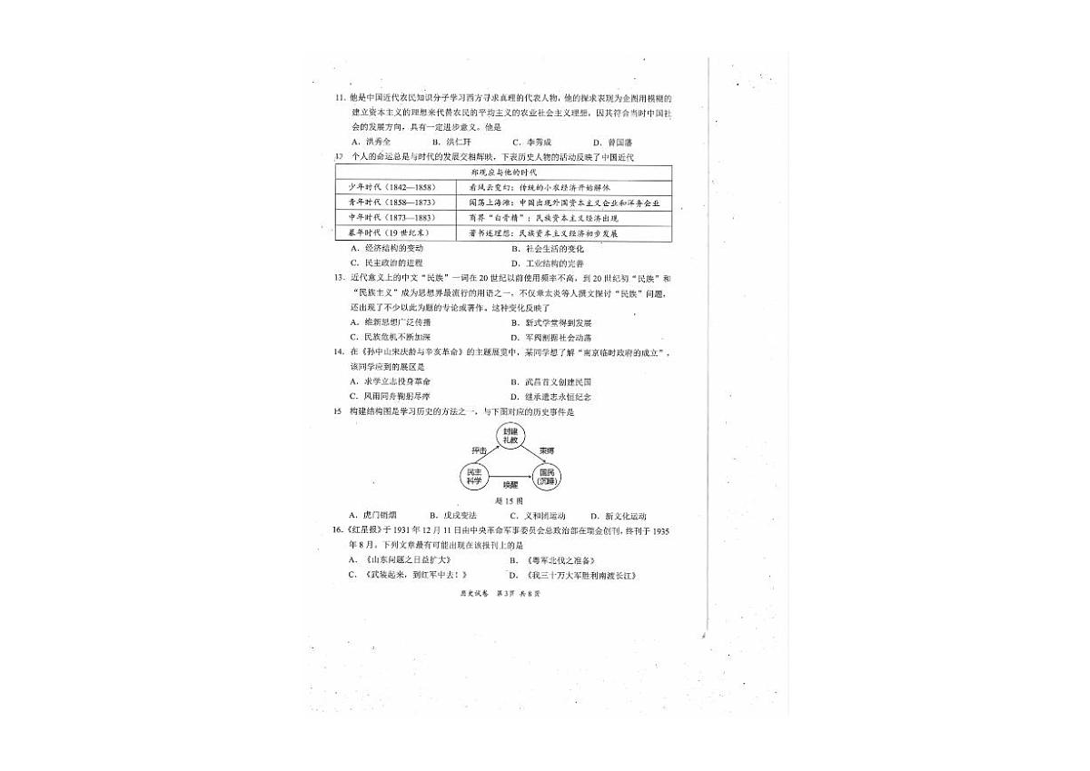 2024年广东省梅州市中考一模历史试题第3页