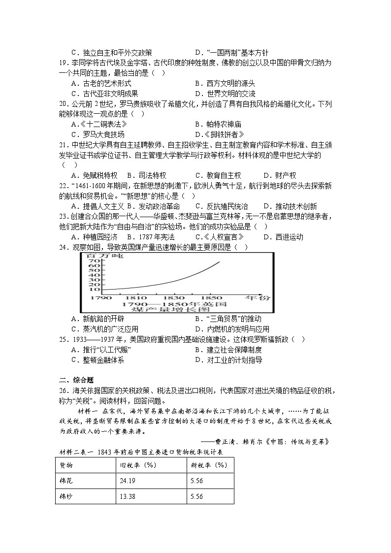 2025年吉林省长春市第八十七中学中考三模历史试题（25_2）第3页
