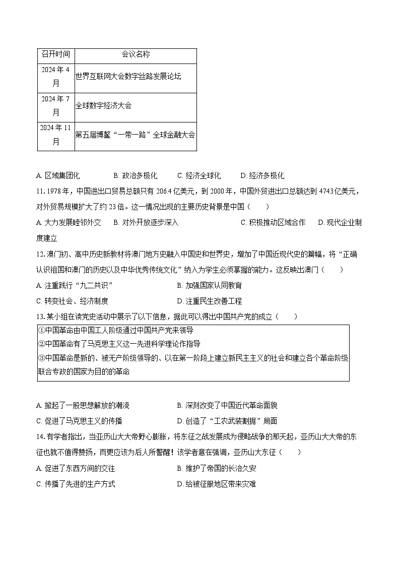 2025年海南省中考历史精准押题卷（二）（含答案）第3页