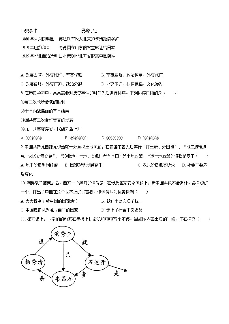 2025年云南省昆明市中考历史三模试卷-自定义类型第2页