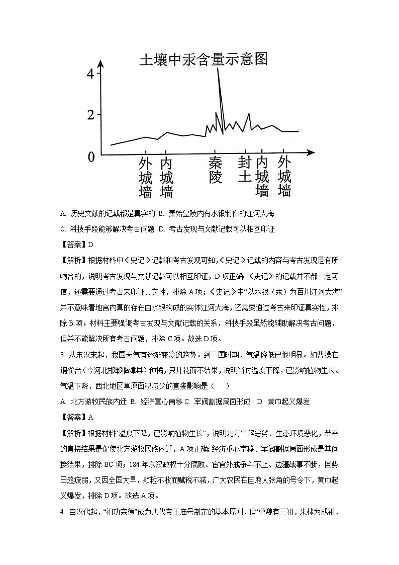 2025年河北省邯郸市广平县中考三模历史试卷（解析版）第2页
