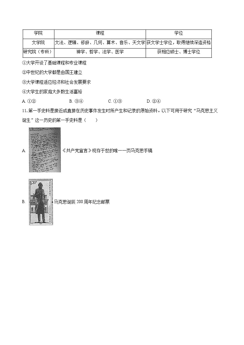 2025年湖北省中考历史模拟试卷（正卷）第3页