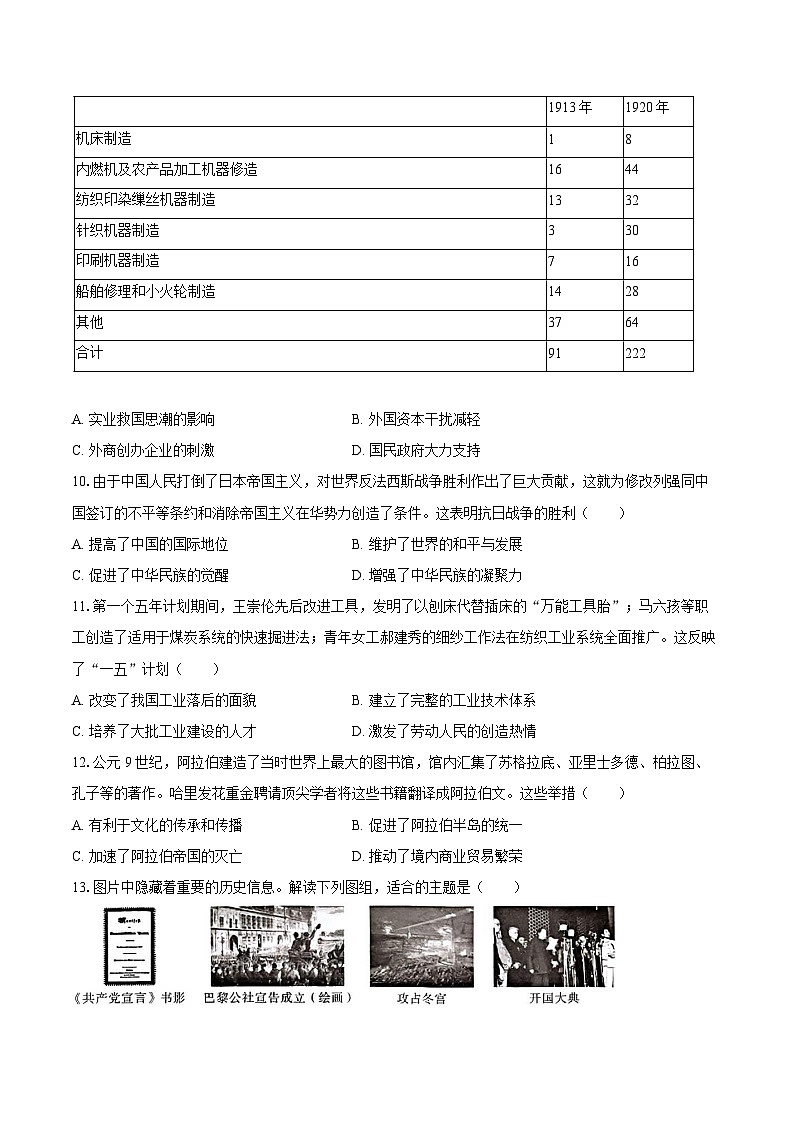 2025年重庆市中考历史模拟试卷（黑卷）第3页