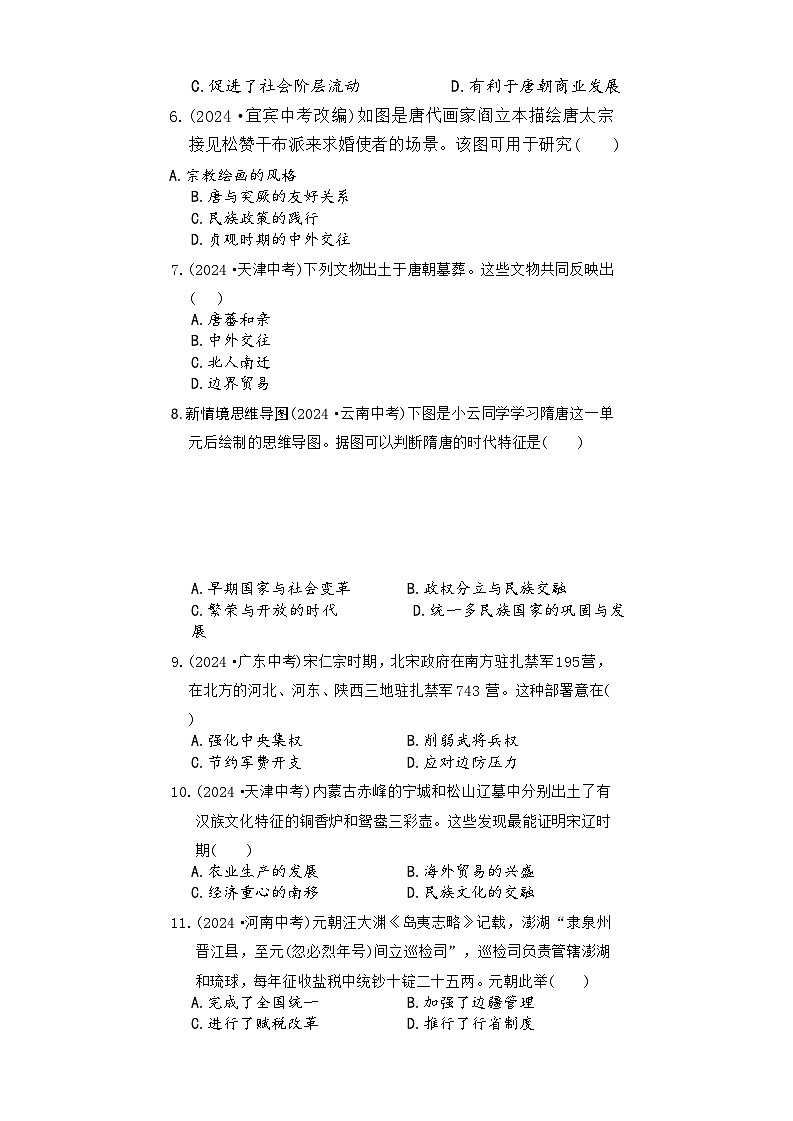 山东省临沂市费县费城梨园实验学校2024~2025学年七年级下学期期末模拟 历史练习第2页