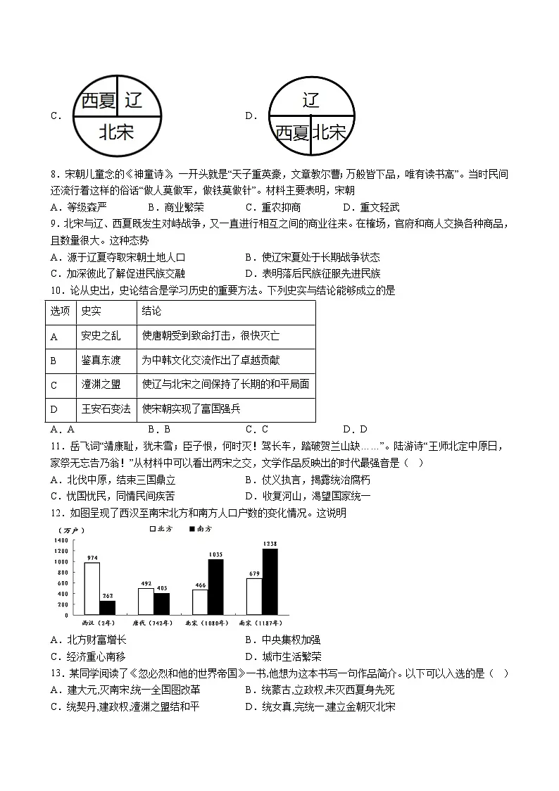【7历期末】安徽省宣城市2023-2024学年七年级下学期期末历史试卷（含解析）第2页