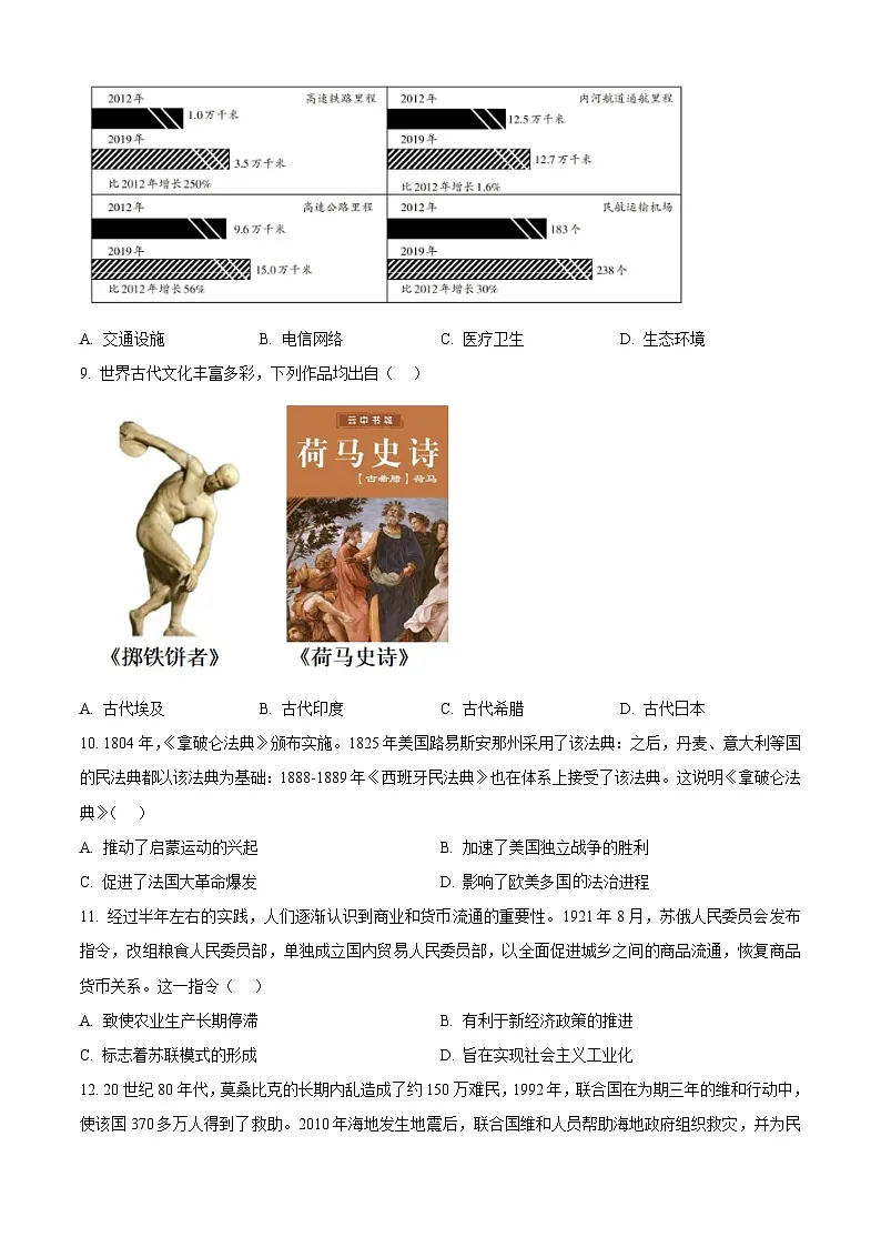 2025年河北省中考历史真题 （原卷版）第3页