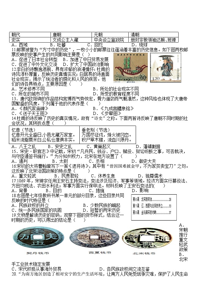 【7历期中】安徽省合肥市智育联盟2023-2024学年七年级下学期4月期中历史试题第2页