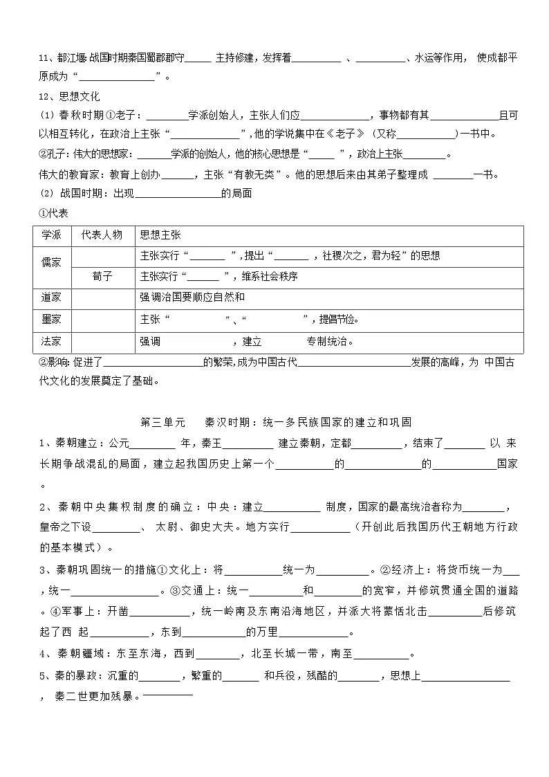 2026年中考历史一轮复习：七八九年级必背考点知识提纲填空版 学案第3页