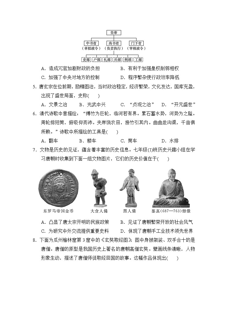 七年级历史下册 第二学期 期中综合测试卷（人教山西版 2025年春）第2页