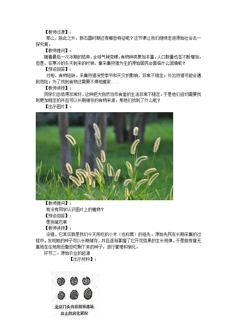 统编版历史七年级上册第2课《原始农业与史前社会》【教学设计】第3页