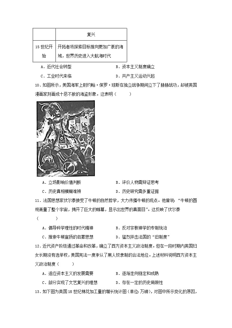 2024-2025学年重庆市万州区九年级上学期历史期末试题及答案第3页