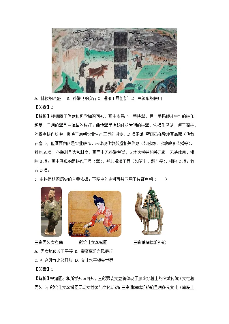 河南省漯河市郾城区2024-2025学年七年级下学期期末历史试卷（解析版）第3页