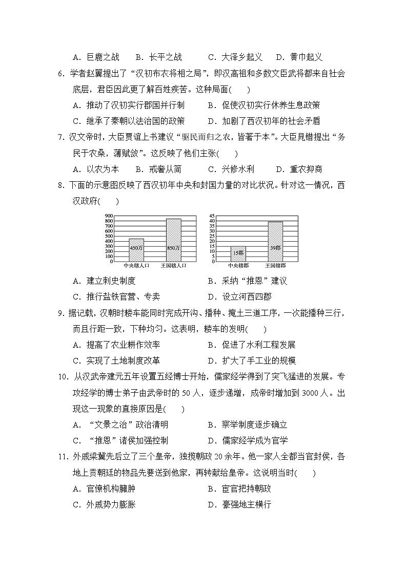 统编版（2024）七年级历史上册第三单元学情评估测试卷（含答案）第2页