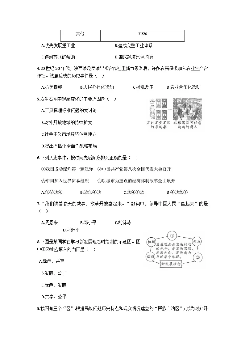 陕西省延安市富县2024-2025学年八年级下学期第三阶段创新作业历史试卷（含答案）第2页