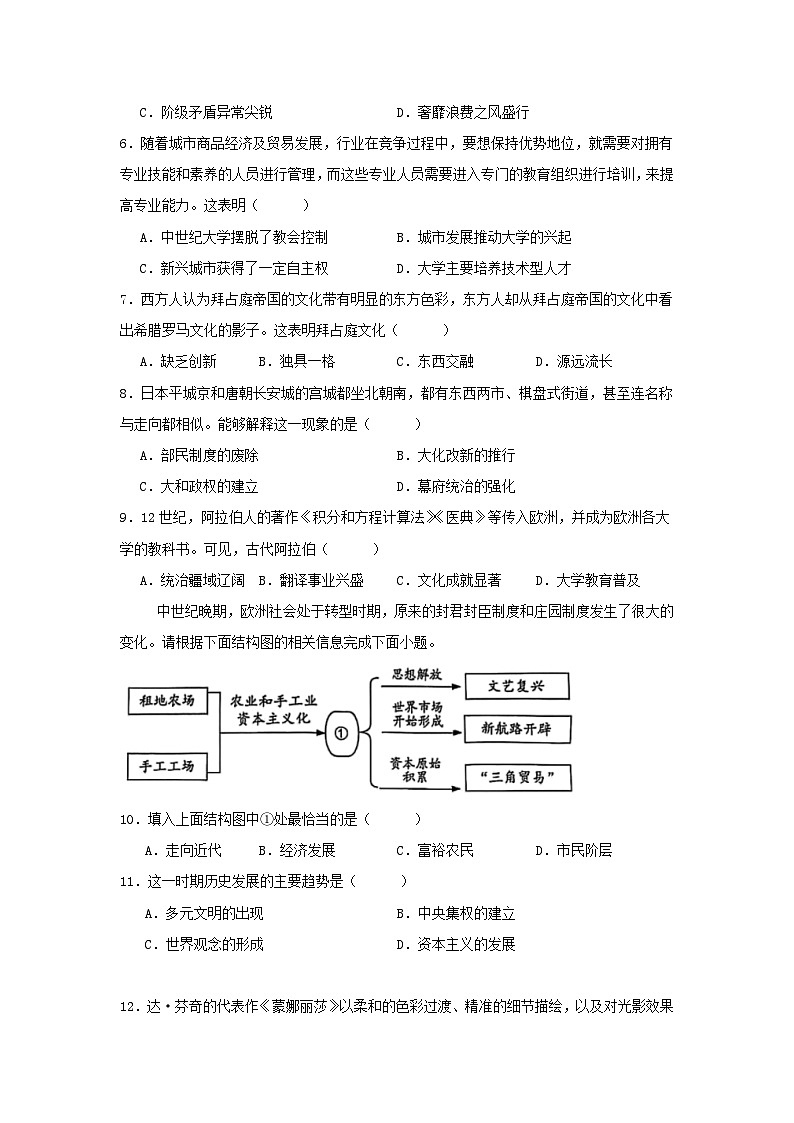 2024-2025学年重庆市渝北区九年级上学期历史期末试题及答案第2页