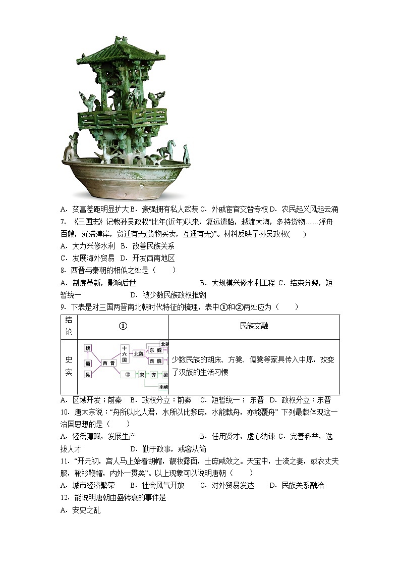 天津市和平区2024-2025学年七年级下学期期末历史试题（解析版）第2页