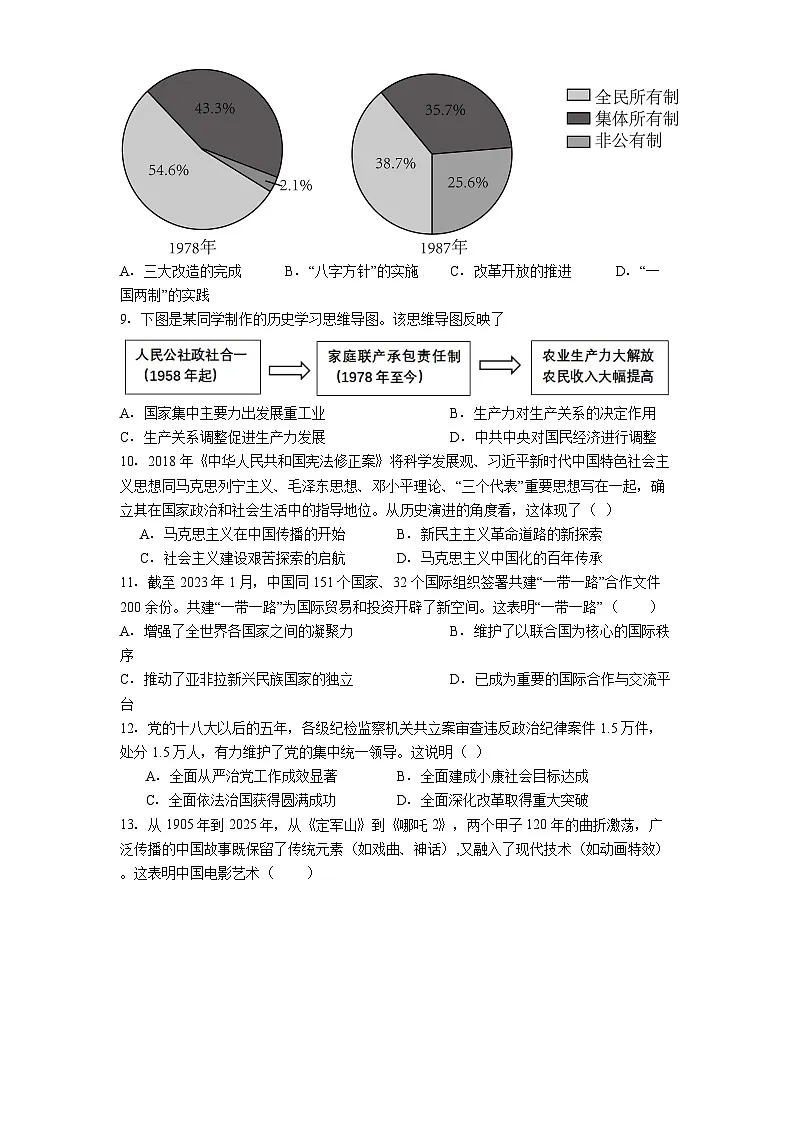 重庆市万州区2024-2025学年八年级下学期期末历史试题（解析版）第3页