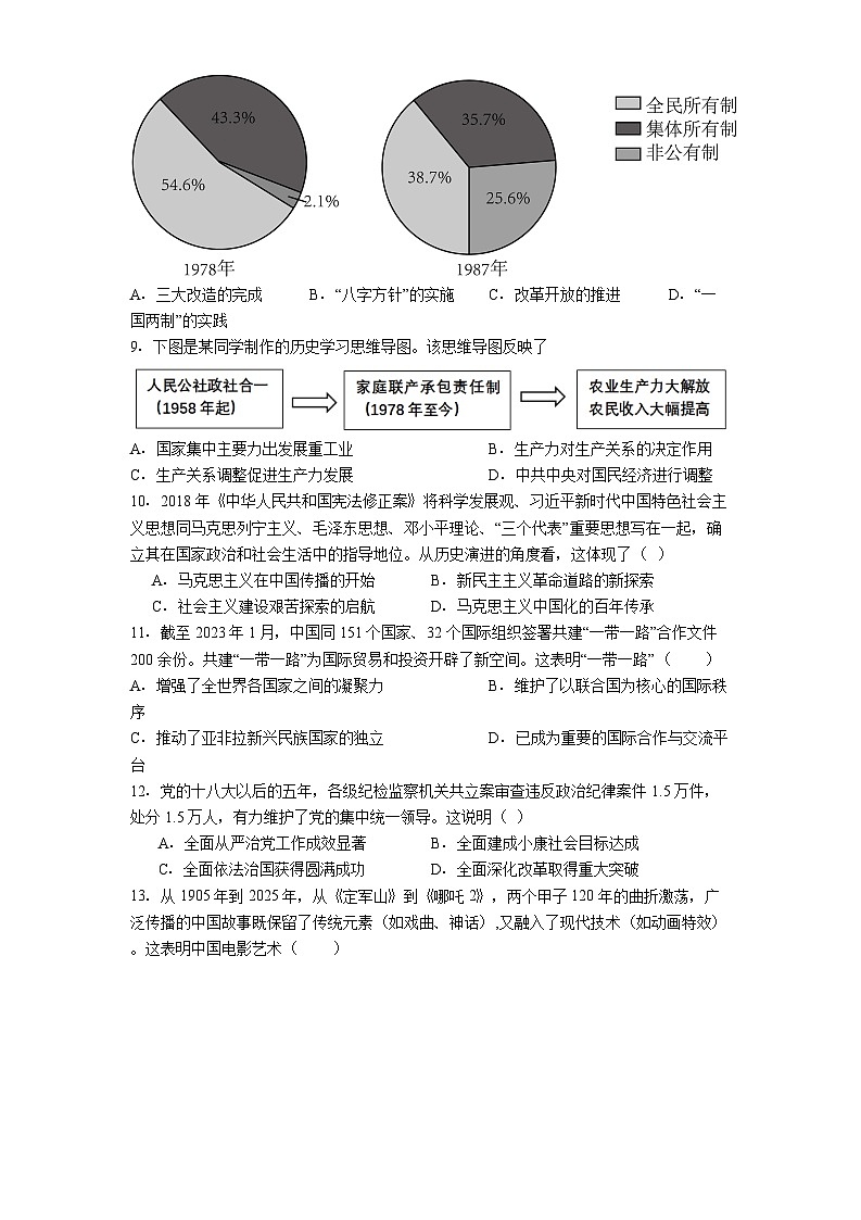重庆市万州区2024-2025学年八年级下学期期末历史试题（解析版）第3页