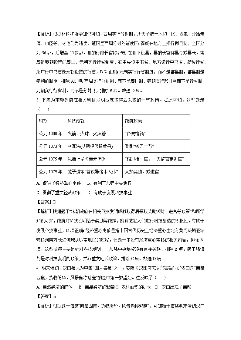 湖北省武汉市洪山区2024-2025学年九年级下5月模拟考历史试卷（解析版）第2页