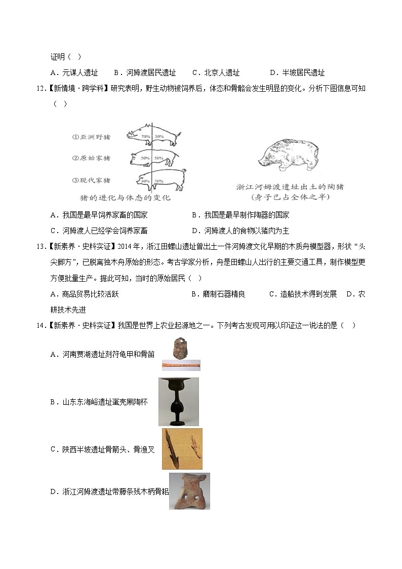 第2课 原始农业与史前社会（情境化作业）历史统编版五四学制2024中国历史第一册（原卷版）第3页