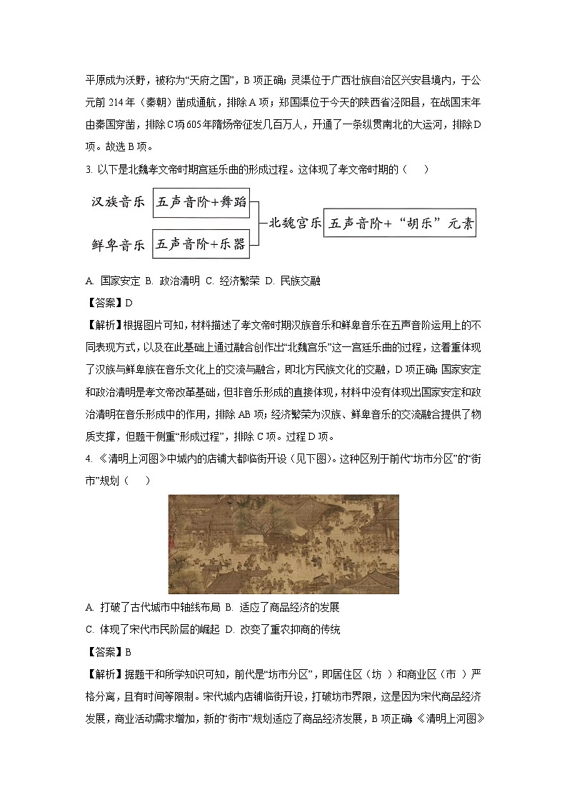 2025年海南省白沙黎族自治县中考二模历史试卷（解析版）第2页