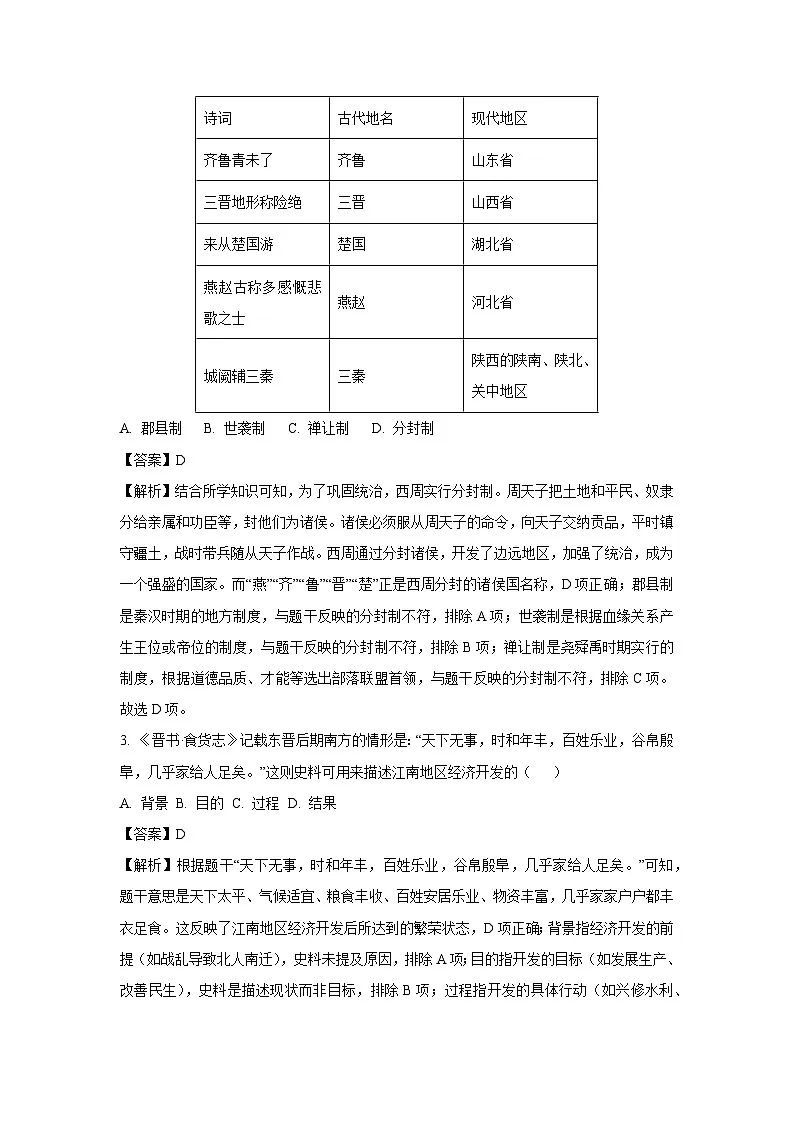 2025年黑龙江省哈尔滨市道外区中考二模历史试题（解析版）第2页