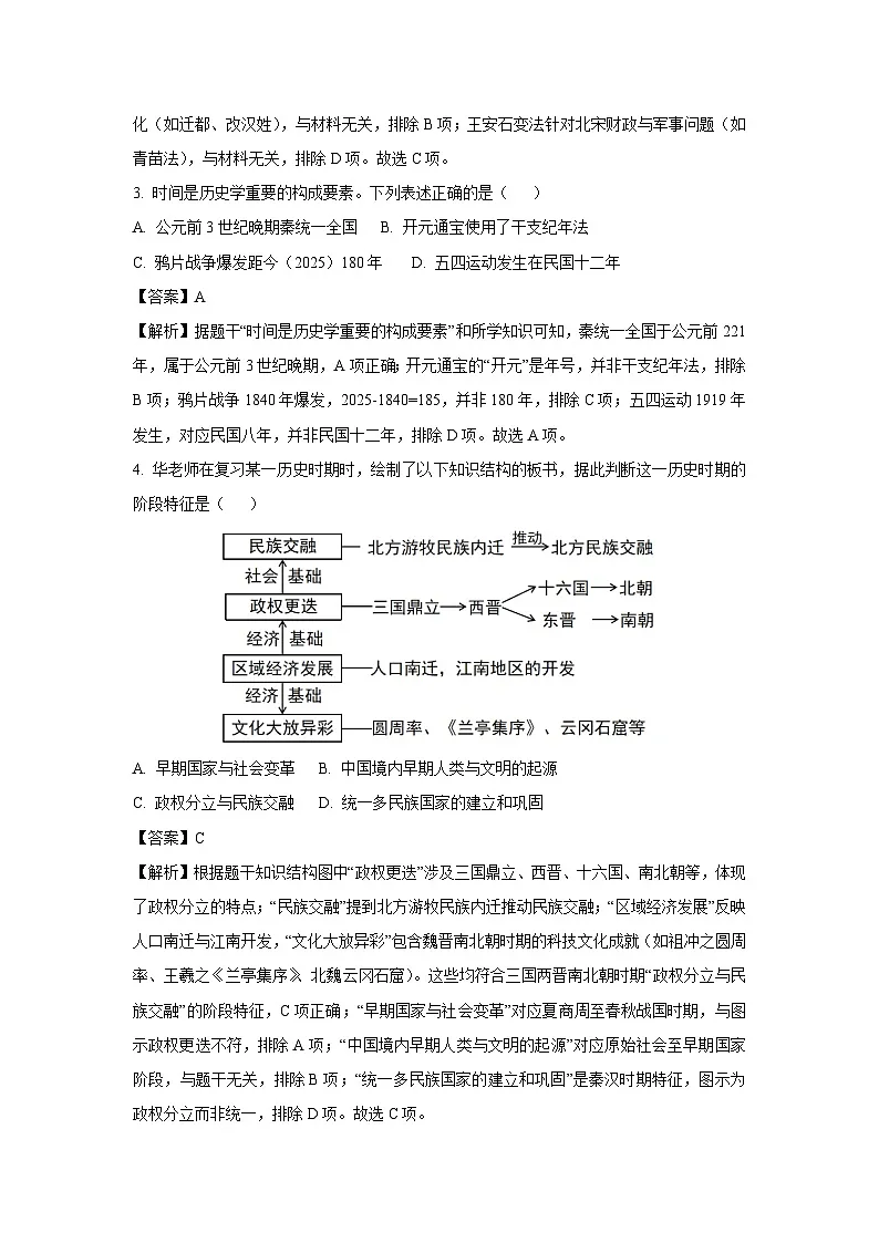 2025年辽宁省初中学业水平考试历史试题（解析版）第2页